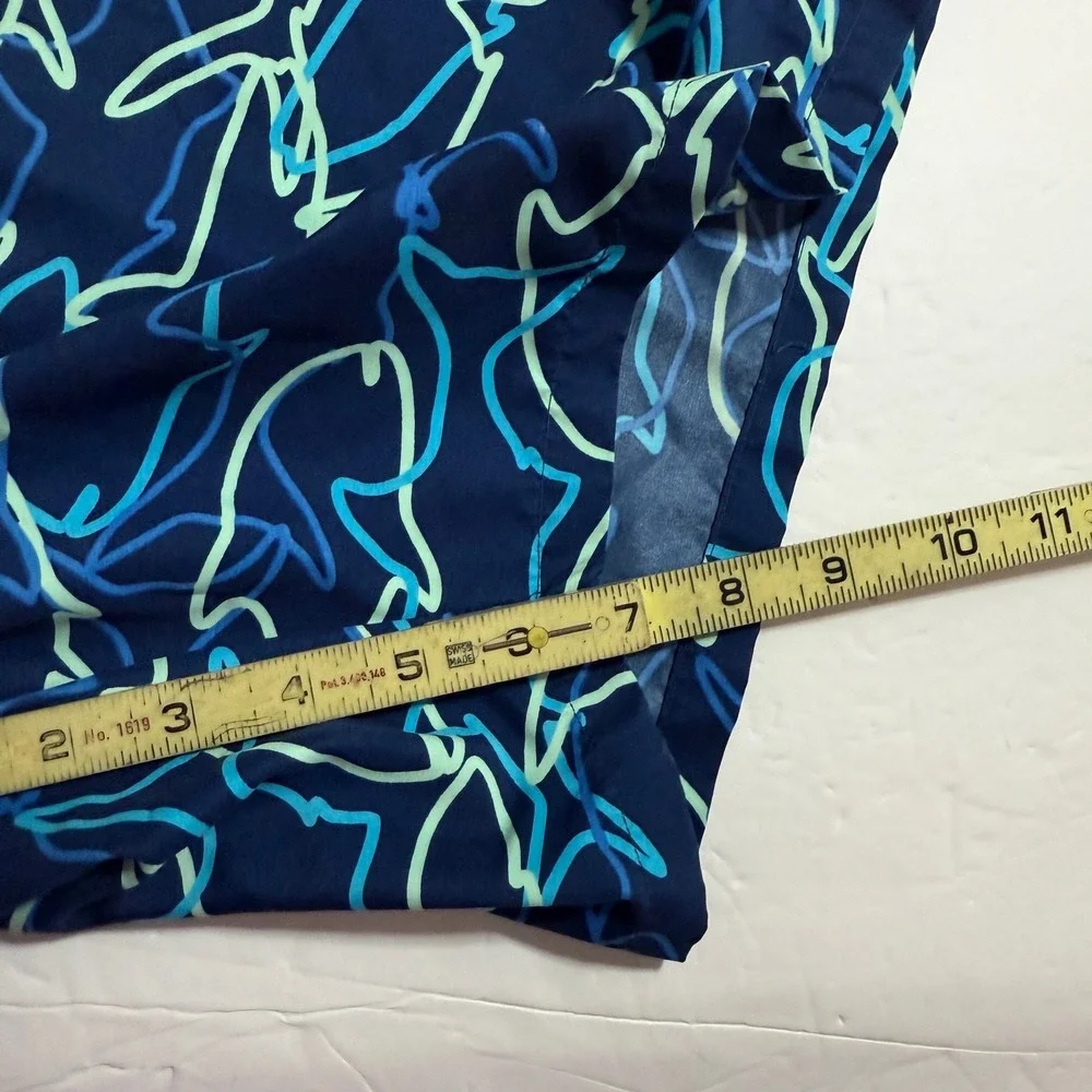 Vineyard‎ Vines Swim Trunks Shark Print Beach Elastic Waist Blue Mens Size XL